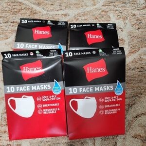 NIB Hanes White Cotton Face Masks One Size